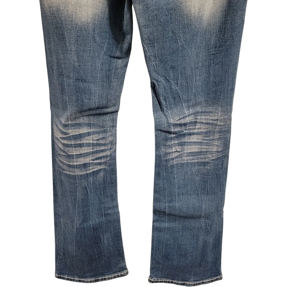 Y2K Amethyst Bleached Distressed Low Rise Boot Cut Denim Jeans - Picture 6 of 9